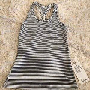 lululemon b&w striped cool racerback size 4 tank